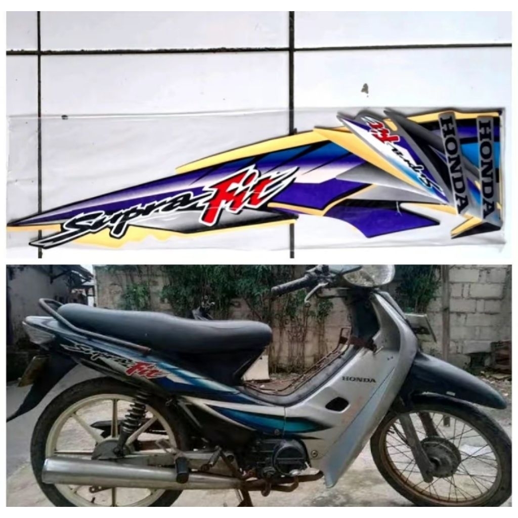 STIKER STRIPING LIS BODY HONDA SUPRA FIT KUWALITAS ORI 2004-2005 FUL SET BODY MOTOR