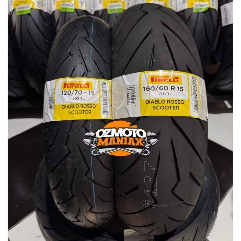 Paket Ban Pirelli Diablo Rosso Scooter Radial 120/70-15 & 160/60-15 (Paket Ban Yamaha T-Max) Import