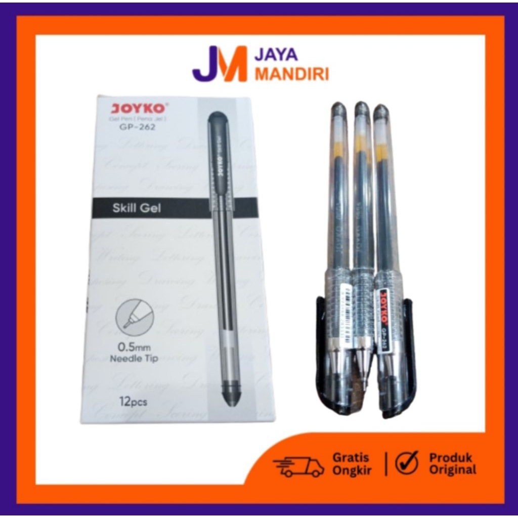 

(12Pcs) Pulpen Gel Joyko GP-262 Skill Gel 0.5mm – Needle Tip