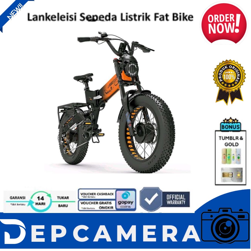 Lankeleisi Sepeda Listrik Lipat Fat Bike 20 Inch Dual Motor 48V 20Ah - X3000 MAX