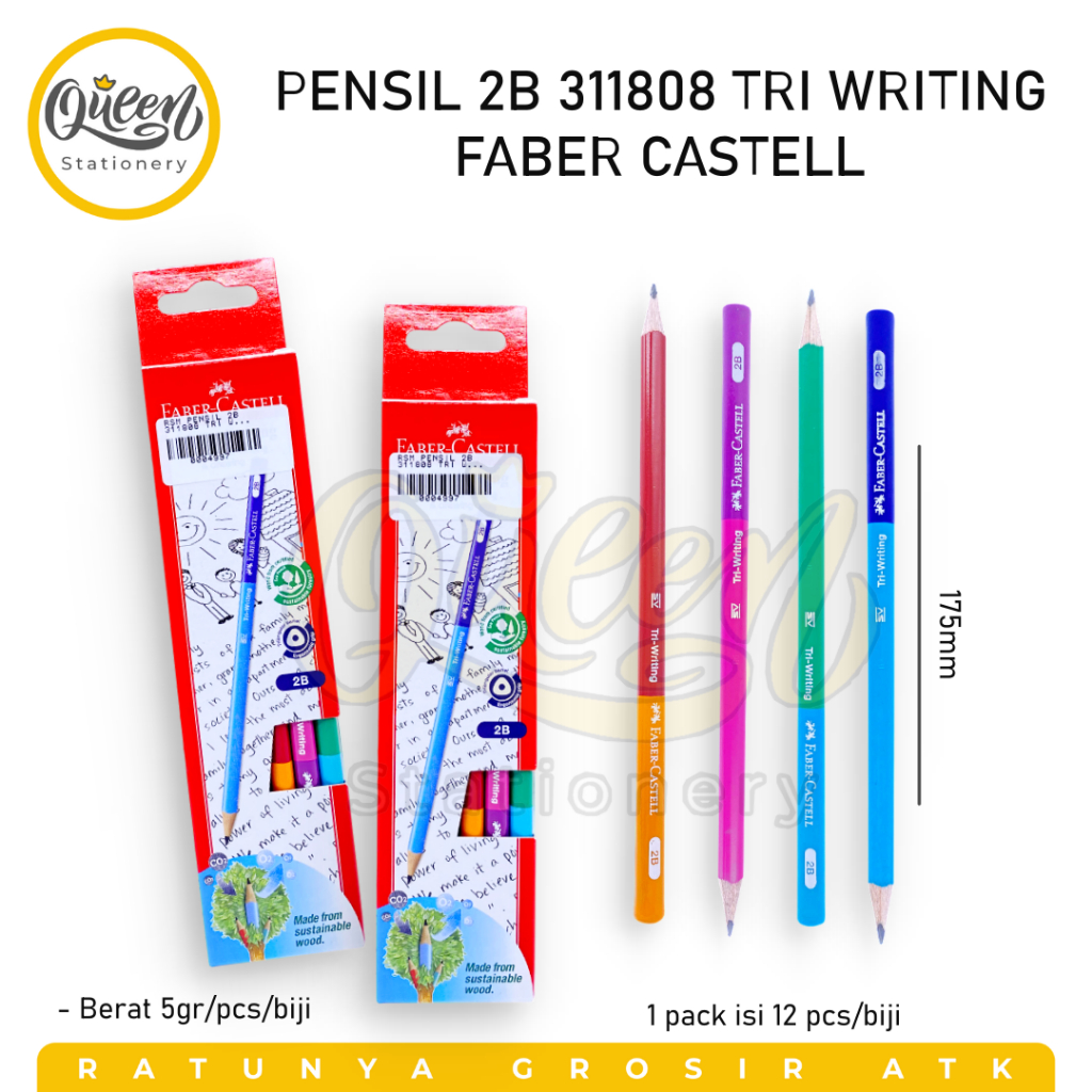 

1 PCS PENSIL 2B 311808 TRI WRITING FABER CASTELL / PENSIL BENTUK SEGITIGA / PENSIL 2B FABER CASTELL