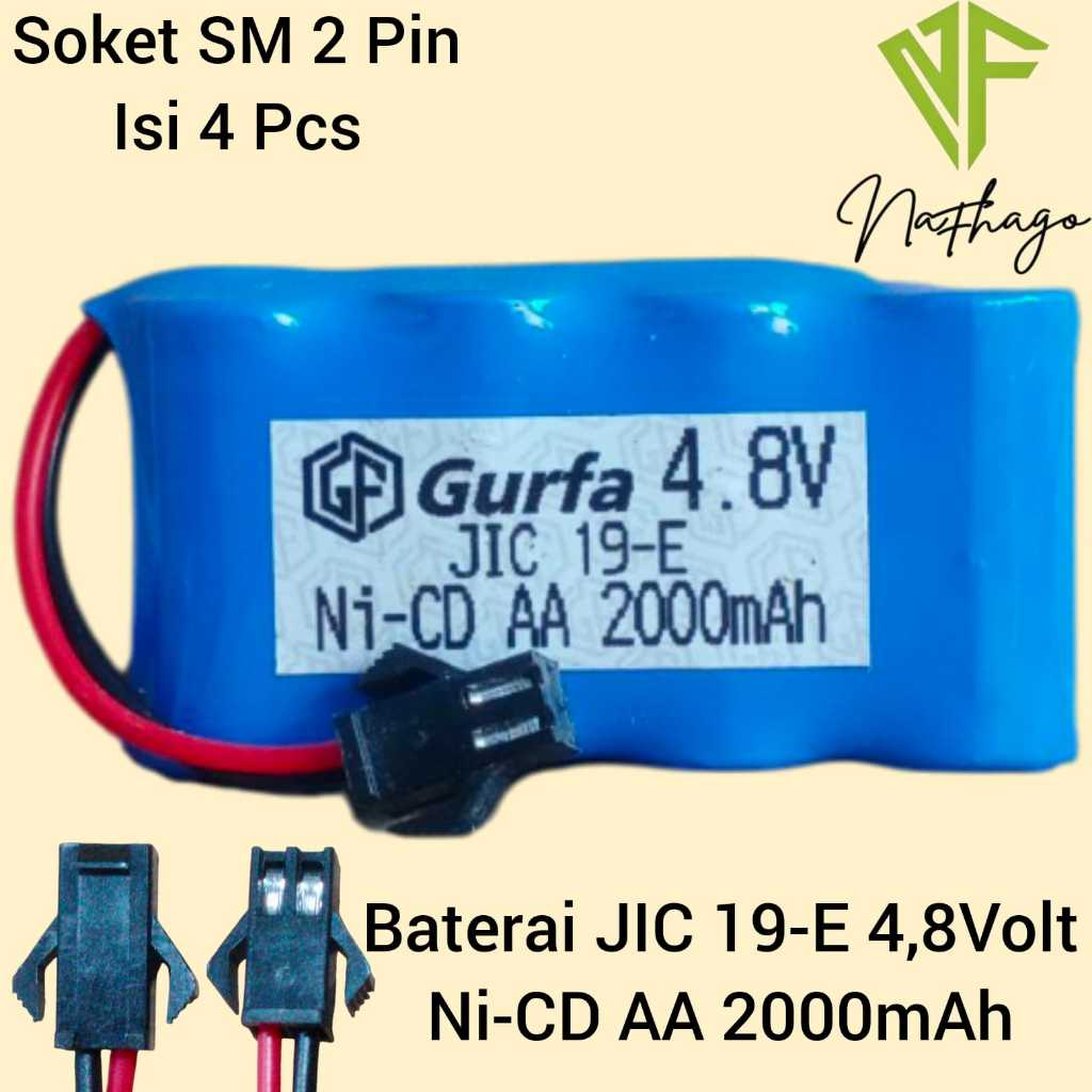 Baterai Mainan Anak MObil RC Tipe 4X JIC 19-E Ni-CD AA 4,8Volt 2000mAh
