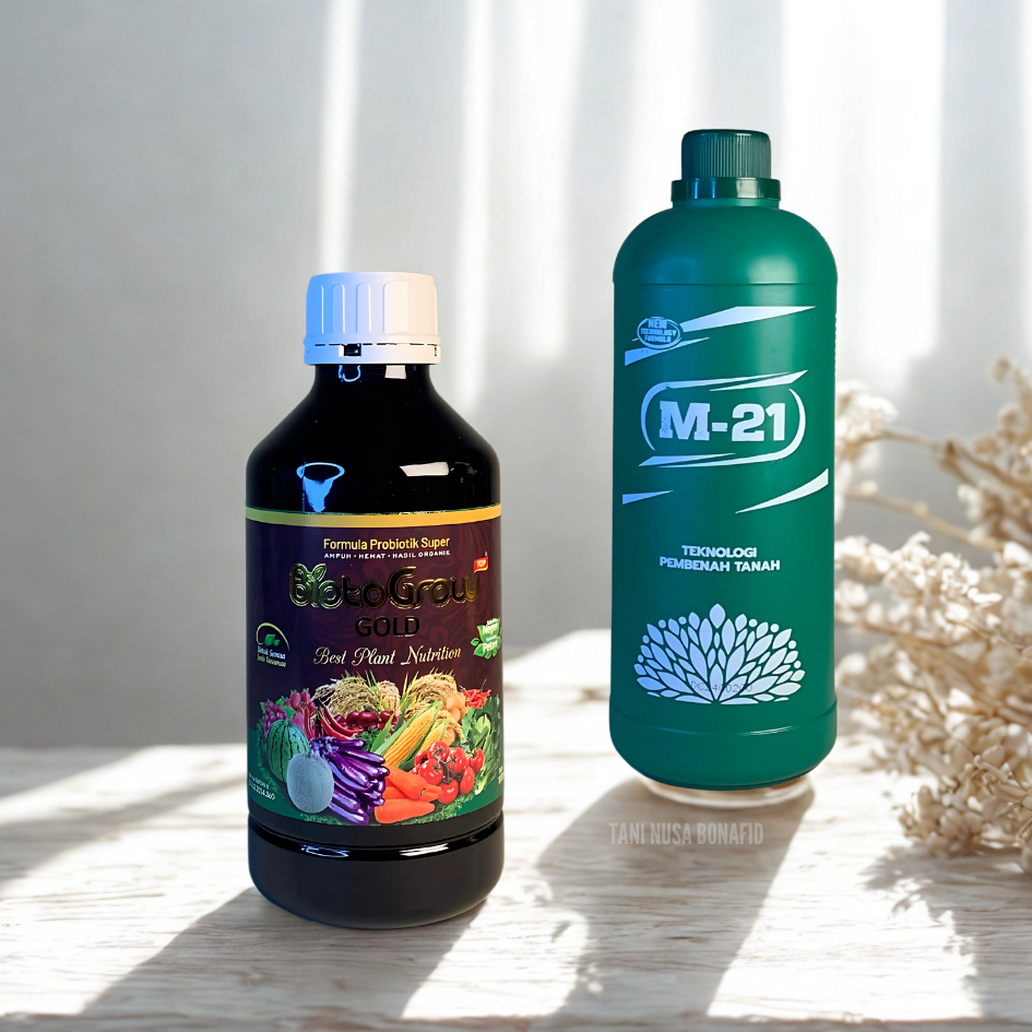 BiotoGrow + M21 Decomposer [PAKET DUO AMPUH] | Nutrisi Tanaman + Pembenah Tanah | Pupuk | Pertanian