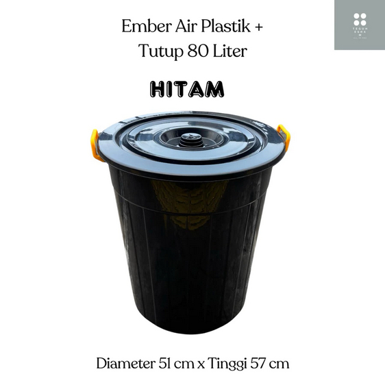 Ember Air Plastik RPM + Tutup 80 Liter HITAM / Ember Air Plastik Besar Jumbo Ember Mandi Air