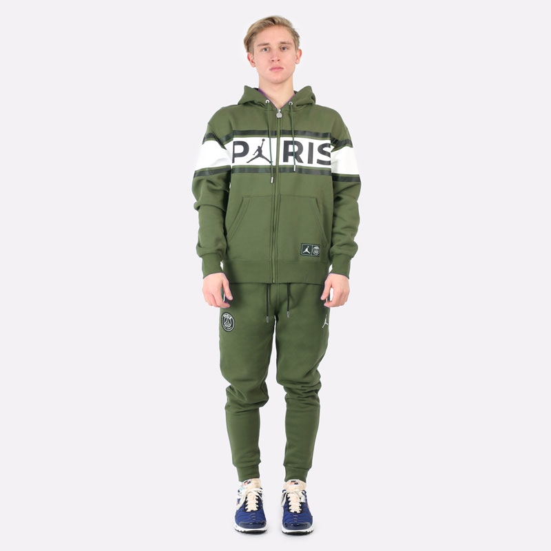 Set Baju Pria AJ PSG Full Zip Fleece Hoodie & Training Pants Original