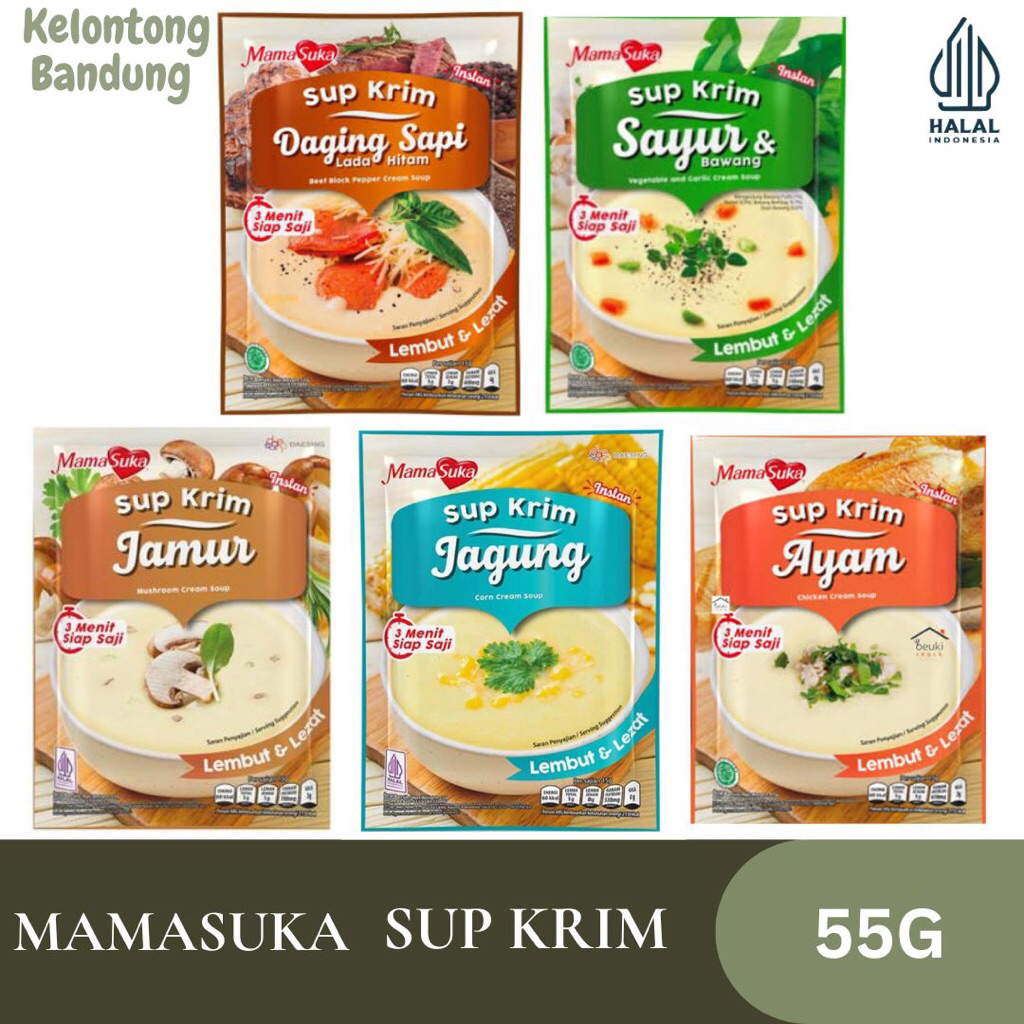 

Mamasuka Sup Krim Kemasan 55g Mama Suka Ayam / Jamur / Jagung / Daging / Sayur Instan Cream Soup