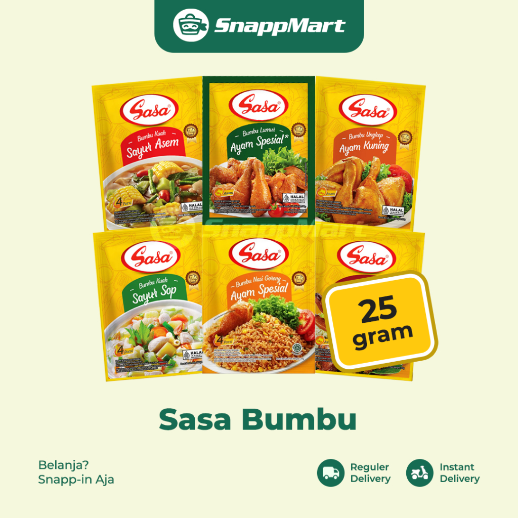 

Sasa Bumbu Ayam Goreng Kuning Kalasan Spesial Nasi Goreng Sayur Asem Sop (1 pcs) - REGULER / INSTANT / SAMEDAY - Bahan Masak & Bumbu