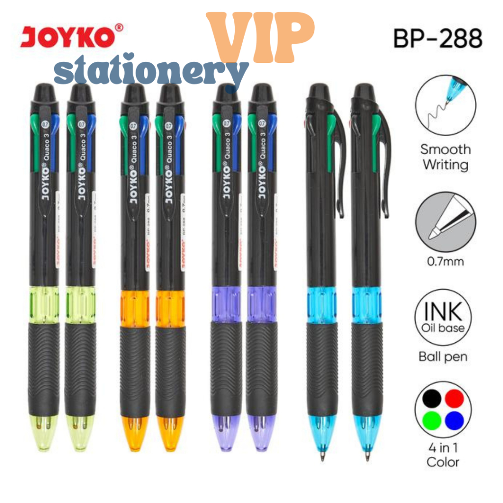 

JOYKO QUACO BP-288 PULPEN 4 WARNA / Ball Pen QUACO 3 (1 Pcs)