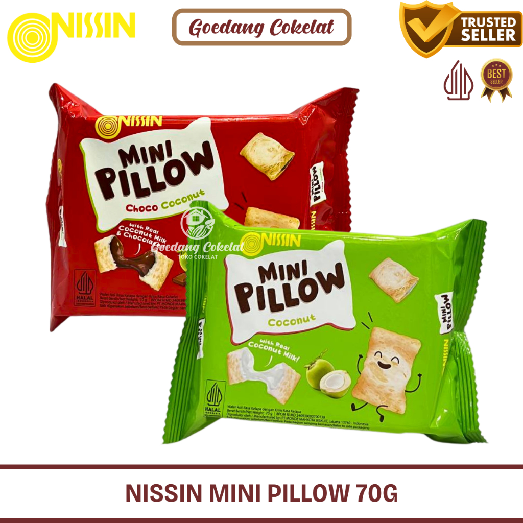 

Nissin Mini Pillow Snack Cemilan Biskuit Rasa Coklat Kelapa Chocolate Coconut 70g