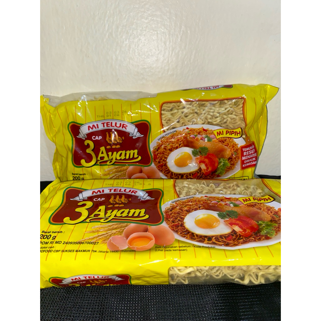 

Mie Telur Cap 3 Ayam 200gr