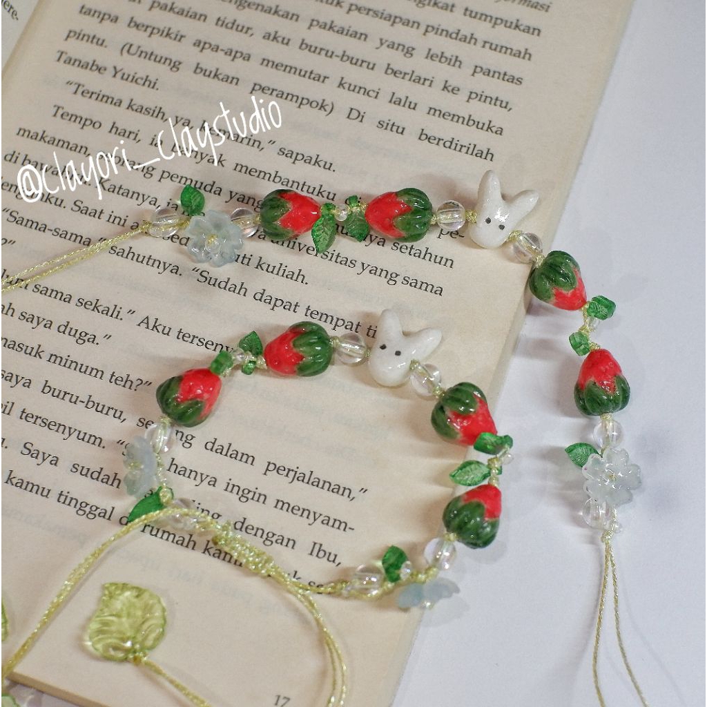 clayori | gelang estetik | aesthetic fairy bracelet | gelang stroberi strawberry bracelet | gelang s