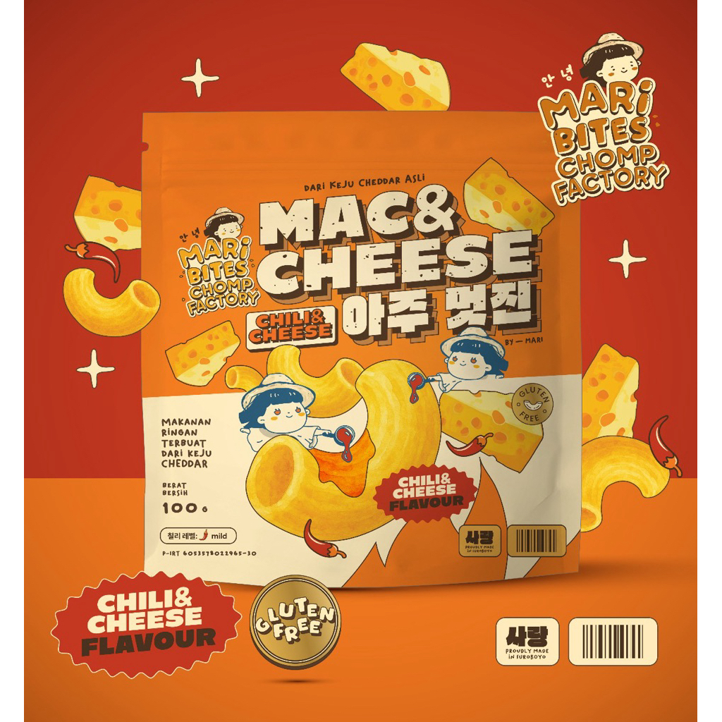 

CHILI & CHEESE Mari Bites Chomp factory Mac and Cheese Snack makaroni keju