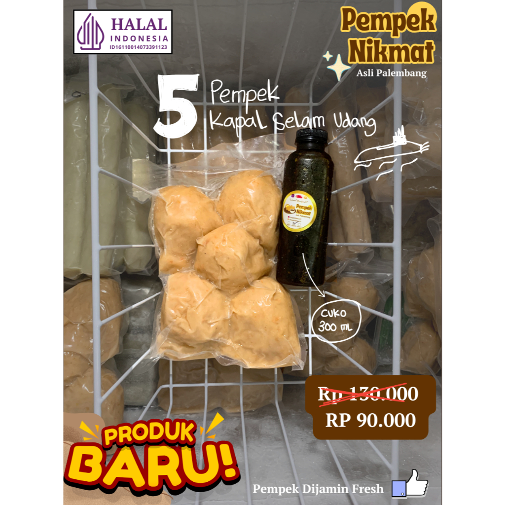

5 Kapal Selam Udang + cuko 300 ml - Asli Palembang [Pempek NikMat]