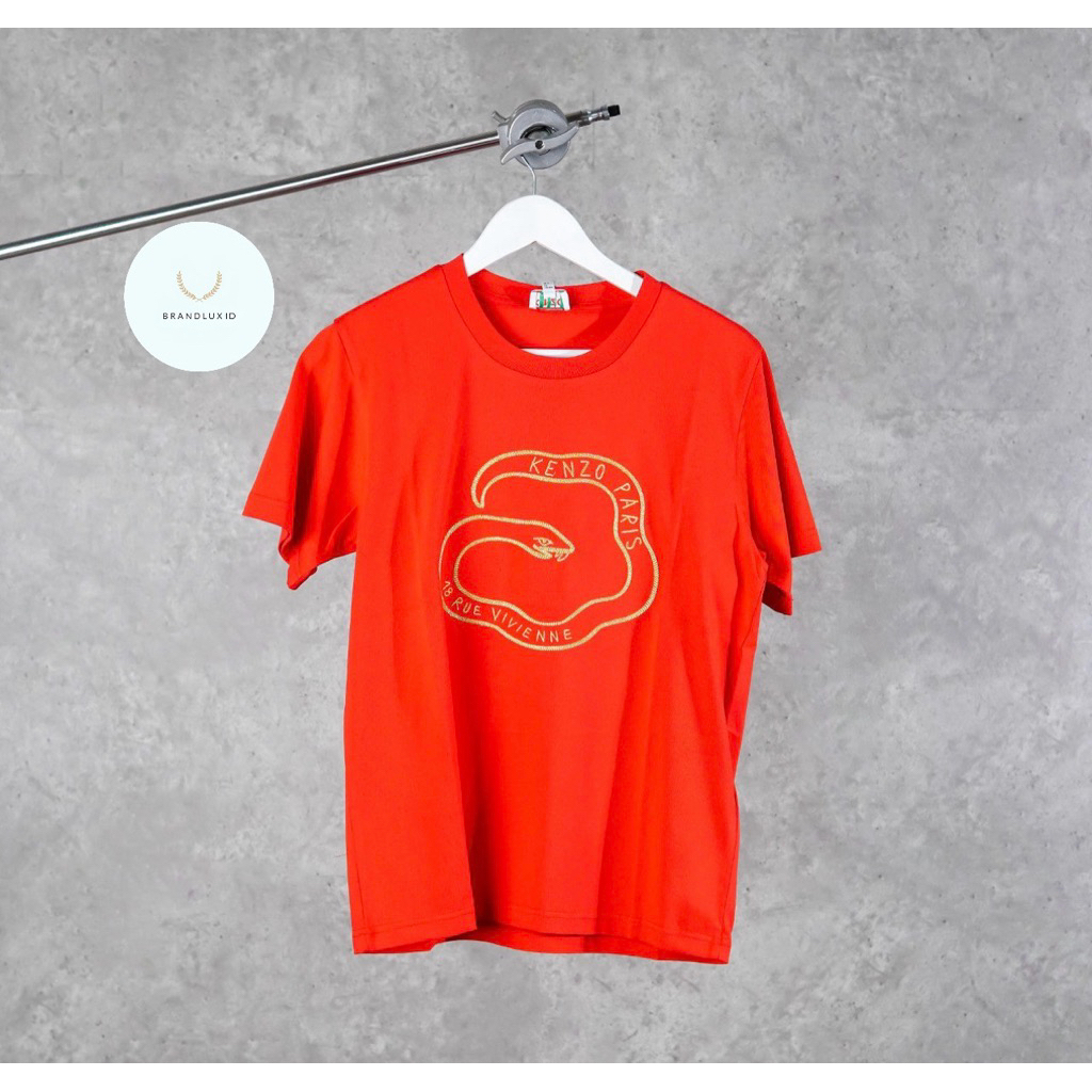 Kenzo Snake Gold Outline Embroidery Tshirt in Red (unisex)