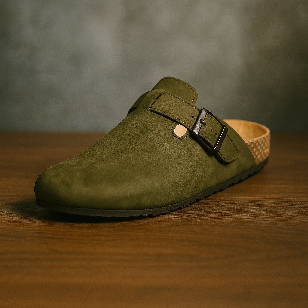 Sandal Pria - Basic Mules Suede Series Zoe Berlin - Sendal Footbed Boston Puyuh Birken Slide