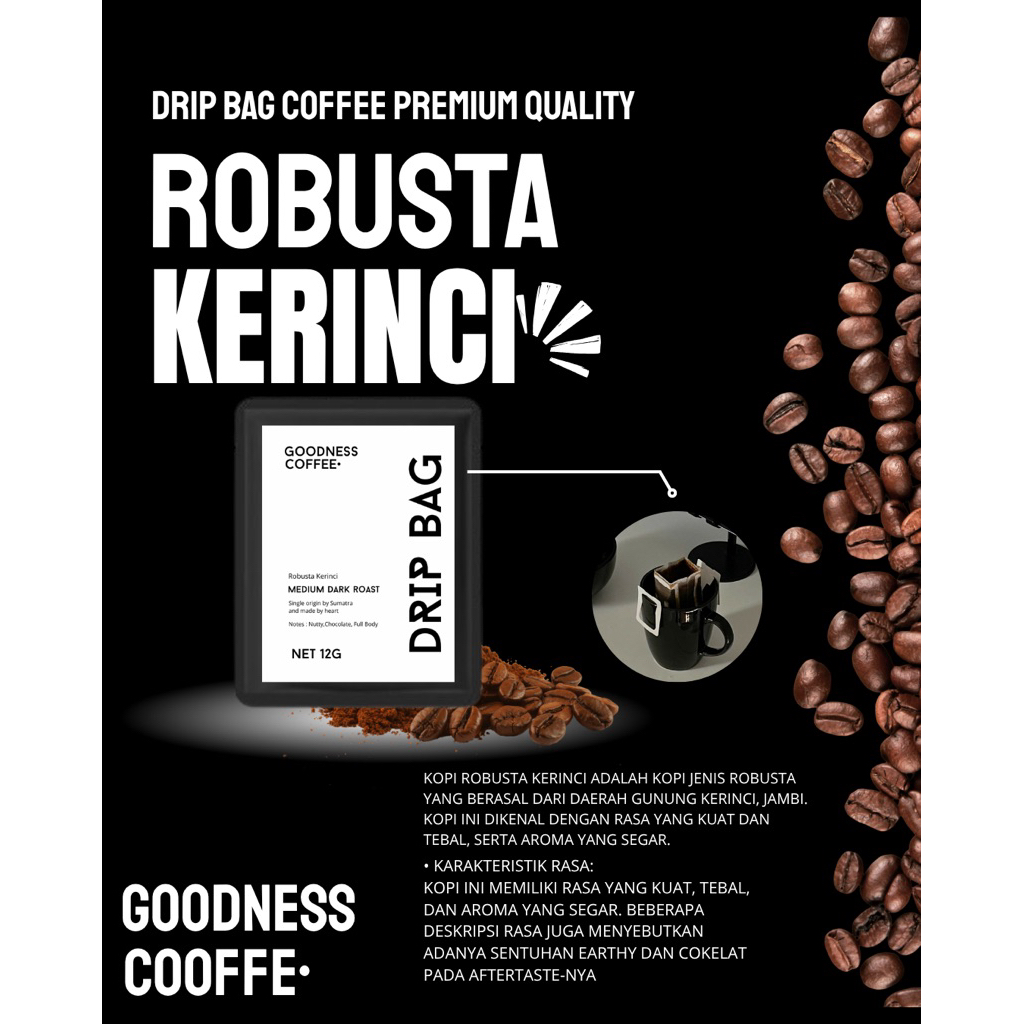 

Kopi Sachet Dripbag Robusta Kerinci Single Origin 100% Authentic