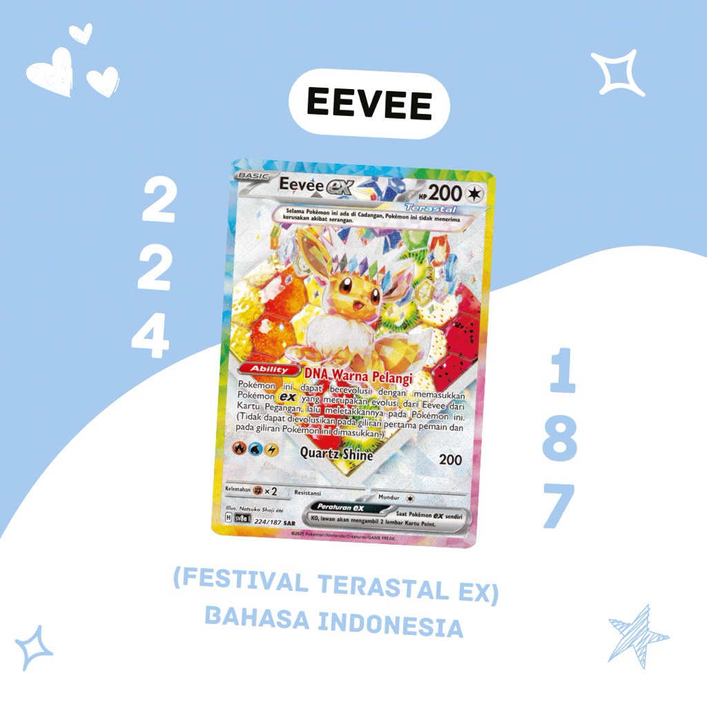 Eevee EX SAR SV8A 224/187 Pokemon TCG Indonesia