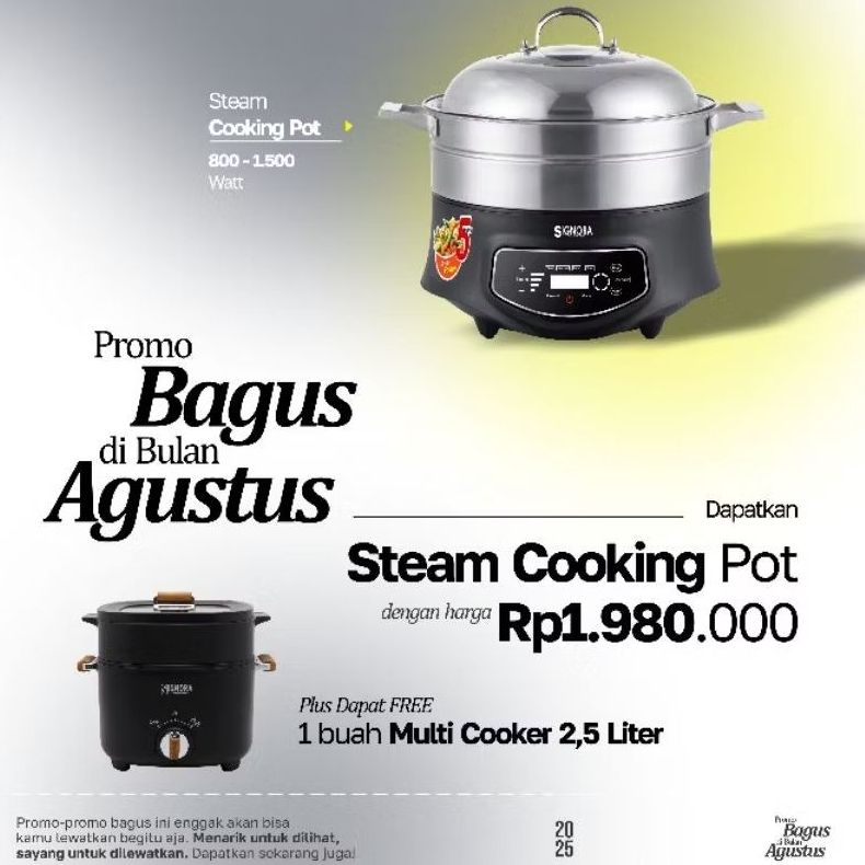 Steamer Cooking Pot / Signora Kukusan Listrik Super Cepat Berhadiah Langsung