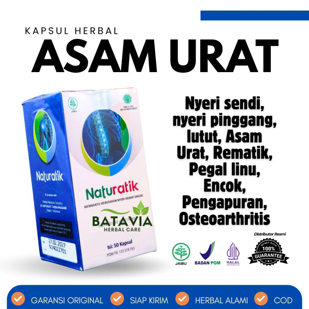Naturatik 50 Kapsul Naturafit obat asam urat rematik linu original 100%