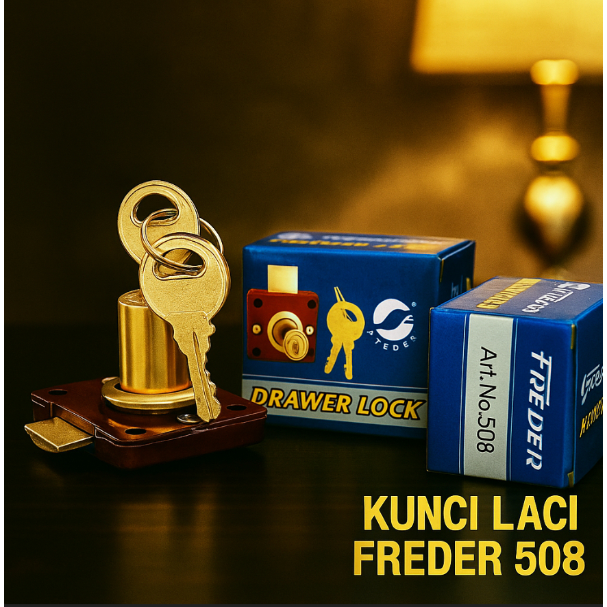 FREDER Kunci Laci Art No 508 Jantung Kuningan Kunci Lemari Furniture Lubang 16mm Punggung Merah 2 An