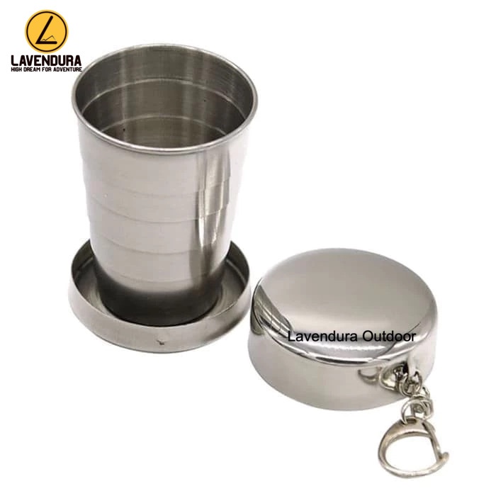 Gelas Lipat Stainless Portable Camping Folded Cup Stainless Steel Gelas Camping Stenlis Gelas Lipat 