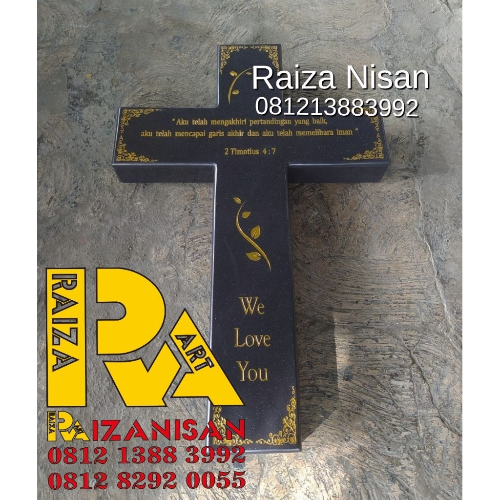 batu nisan salib makam granit