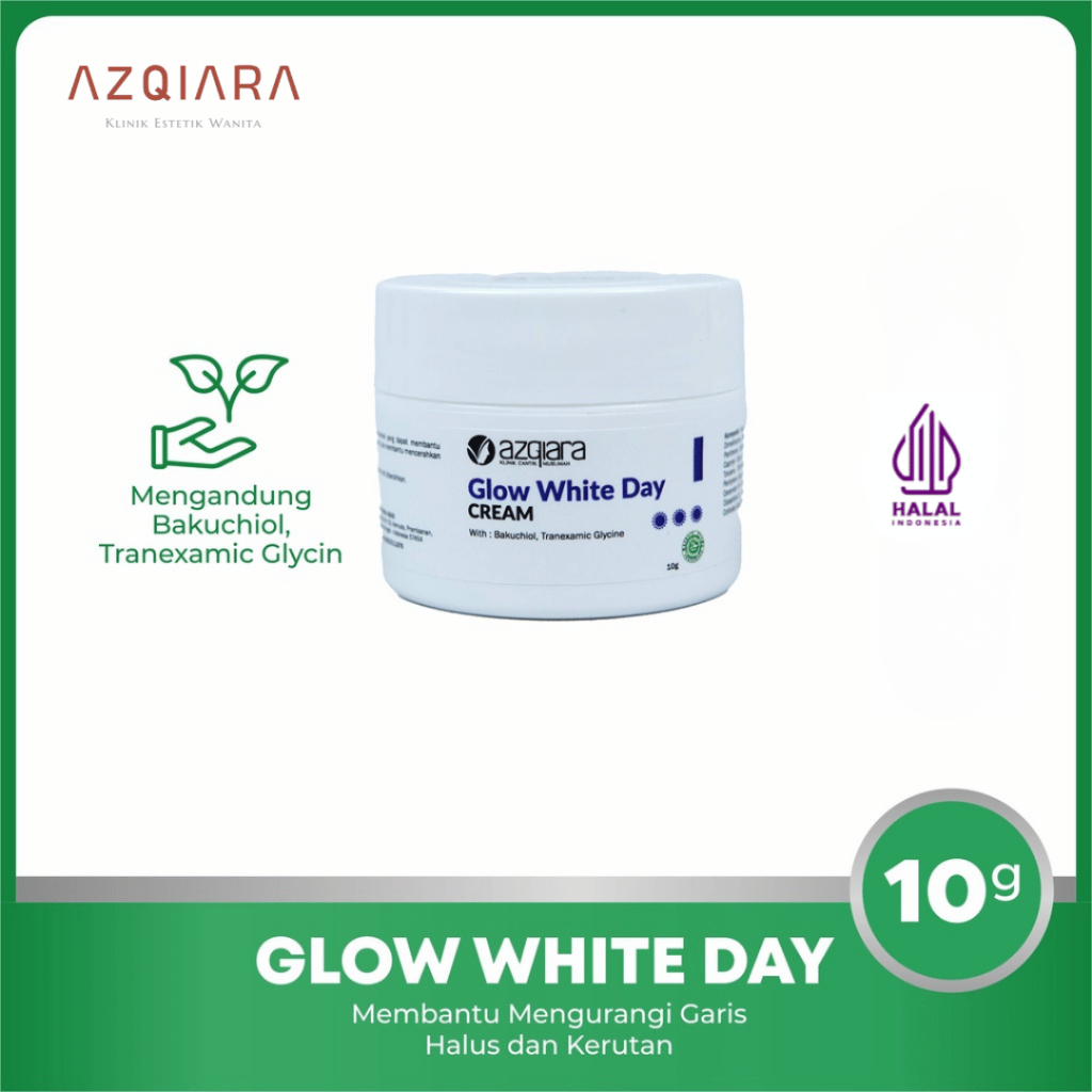 AZQIARA Glow White Day Cream - Krim pagi, Mengurangi Kerutan & Mencerahkan Wajah