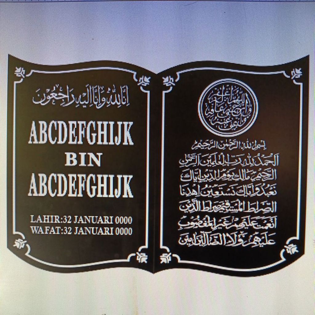 stiker cutting pola untuk cetakan nisan model buku