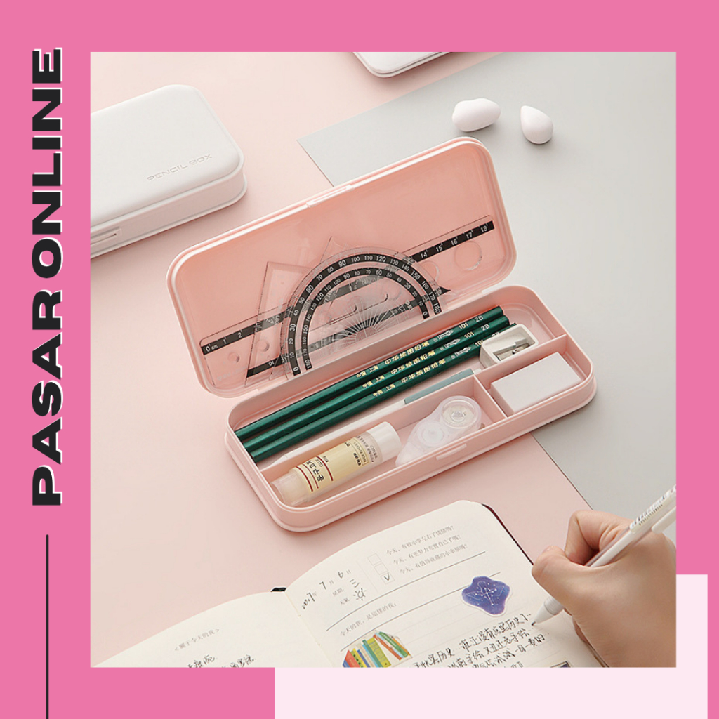 

Kotak alat tulis-sederhana matte, kotak alat tulis warna matte,kotak pensil kompartemen kapasitas besar multifungsi Y3431