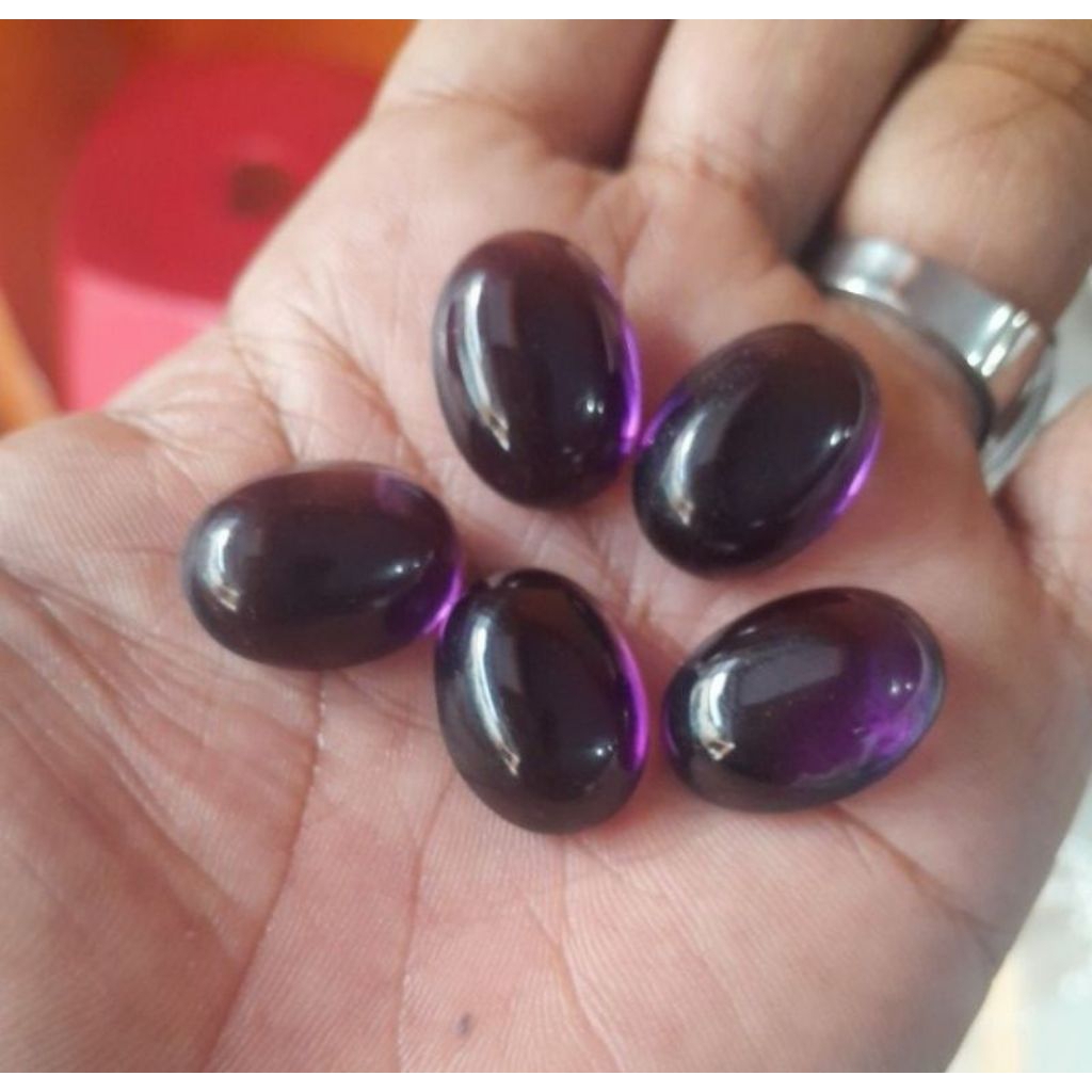 Batu akik kecubung ungu brasil jumbo 20x15 mm