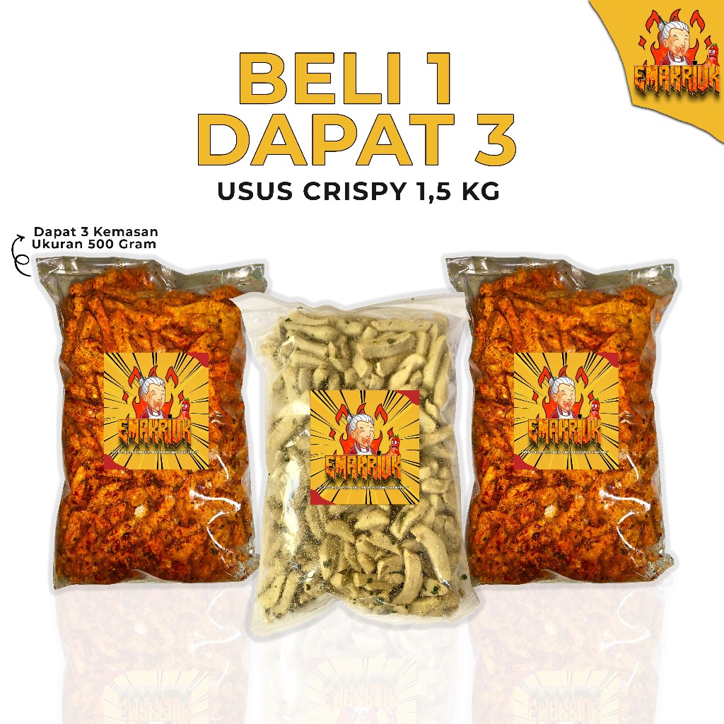 

EMAKRIUK - Promo Beli 1 Dapat 3 BASRENG 1,5Kg Cemilan Bastik Rasa Original 500gr Pedas 500gr Bumbu Melimpah Snack Food Cemilan