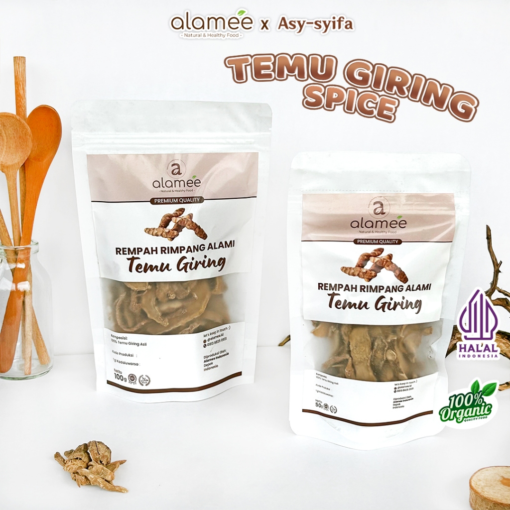 

ALAMEE Temu Giring Kering Organik Kuning Gajah Rempah Rimpang Alami Bumbu Masakan Dapur Masak 100gr