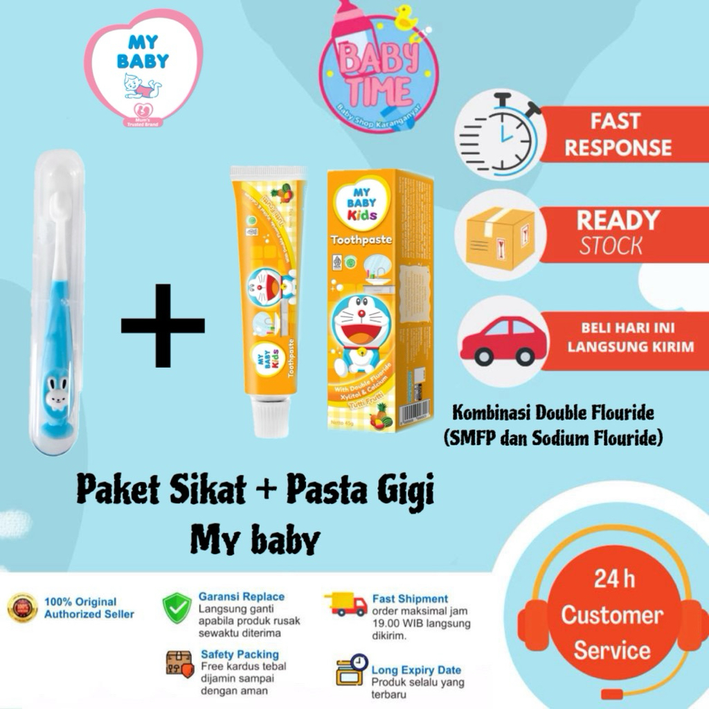 Paket Sikat Pasta Gigi My Baby Bayi dan Sikat Gigi Bulu Lembut 2in1