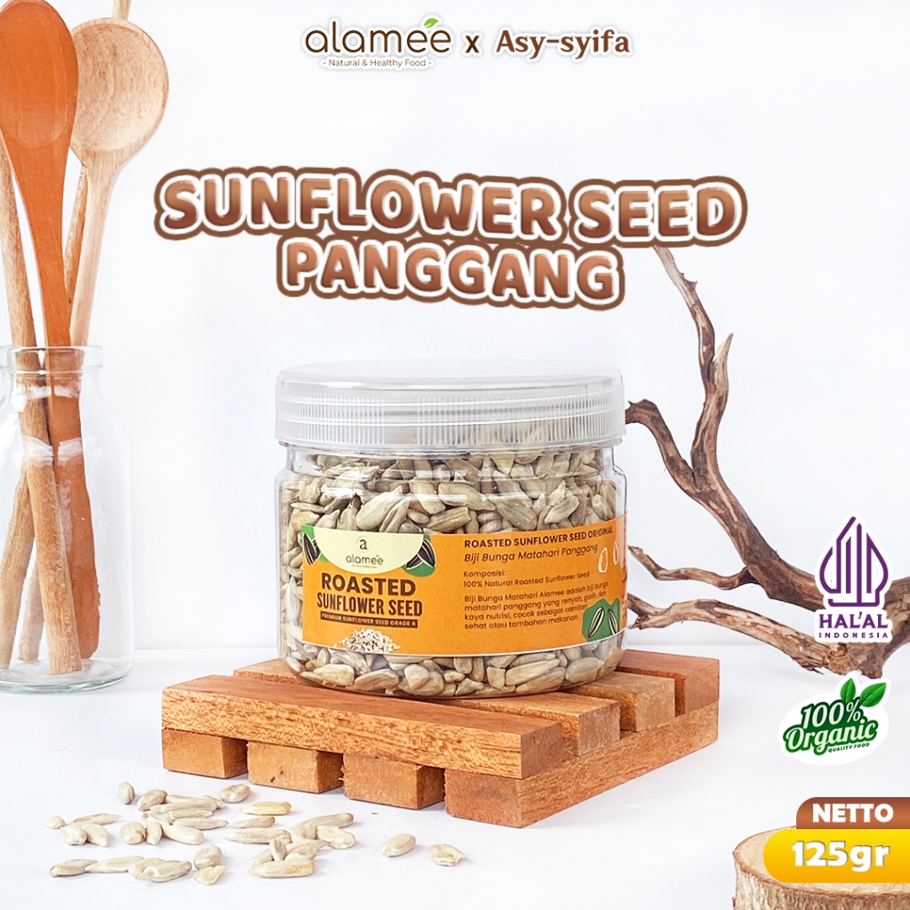 

ALAMEE Roasted Sunflower Seed Biji Bunga Matahari Kupas Oven Biji Kuaci Panggang PREMIUM 125gr