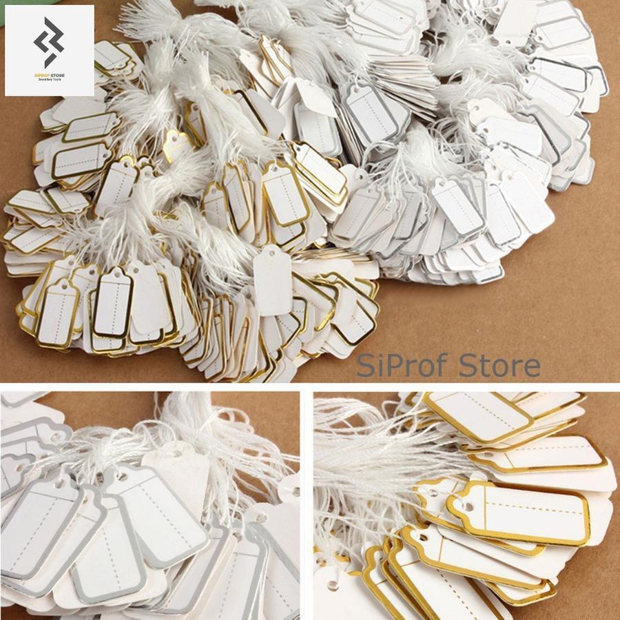 

Bandrol Harga Emas / Price Tag / Label Perhiasan Putih List Gold/Silver isi 100 pcs