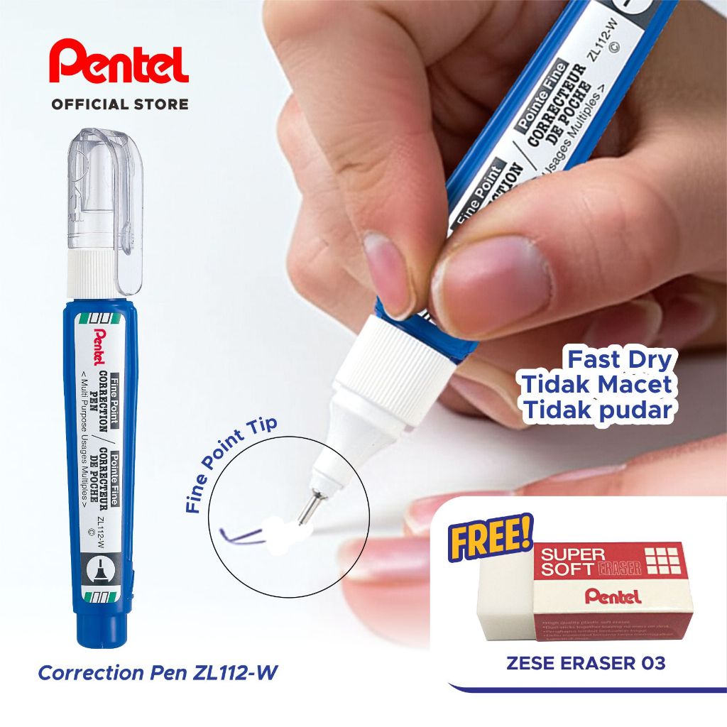 

Correction Pen Zl112 - W + Eraser 03 Promo set Original Jepang