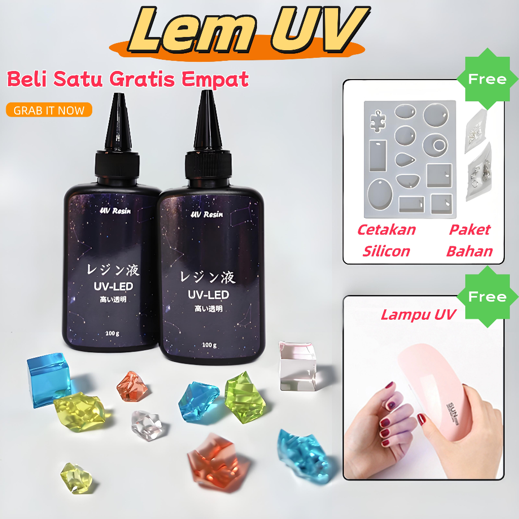 

Satu Gratis Empat Resin Ultraviolet Hard Pilihan Utama Lem UV Resin Hard Untuk Craft DIY Paket Bahan Buatan Tangan Lem Kristal UV Transparan dan Cepat Kering Beli