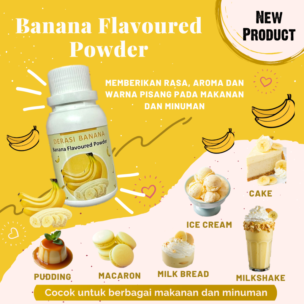 

Derasi Banana - Perisa dan Pewarna Makanan Alami | Natural Banana Flavoured Powder | Perasa Pisang