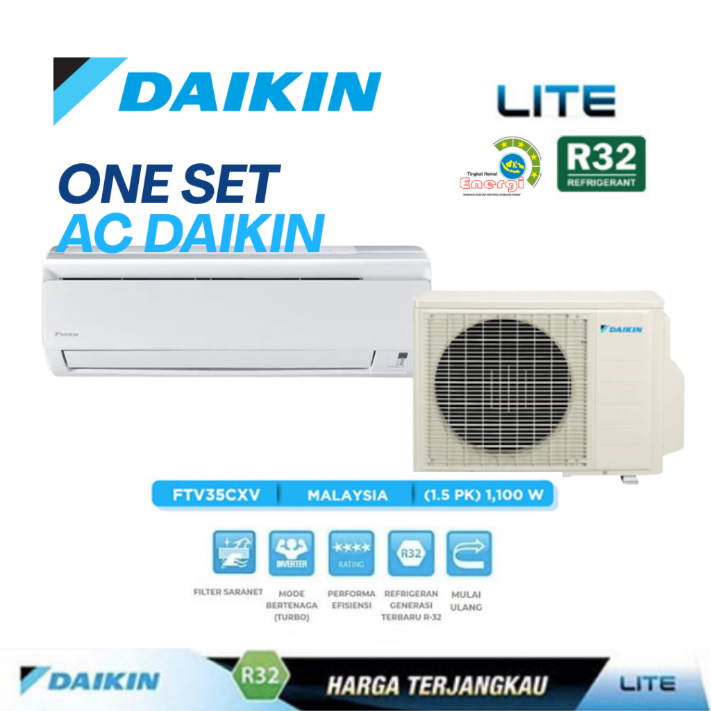 AC DAIKIN 1,5 PK FTV35CXV14 MADE IN MALAYSIA ( INDOOR+OUTDOOR )