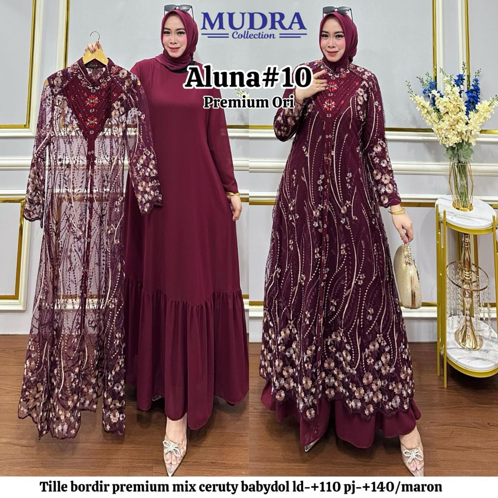 ALUNA SET - Dress Gamis Brukat Pesta Kondangan Mewah Premium