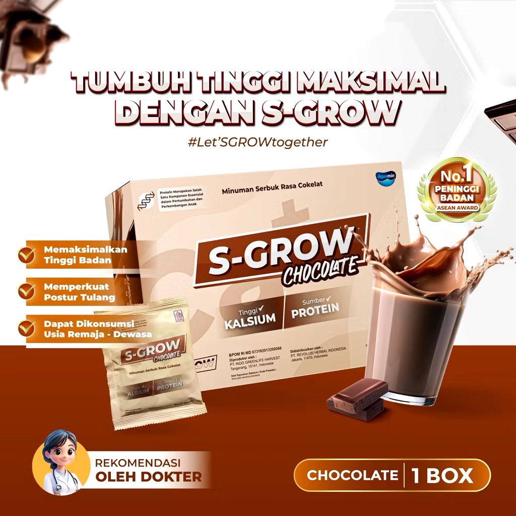 

S-GROW COKLAT 1 BOX - Susu Peninggi Badan Remaja & Dewasa Terbaik