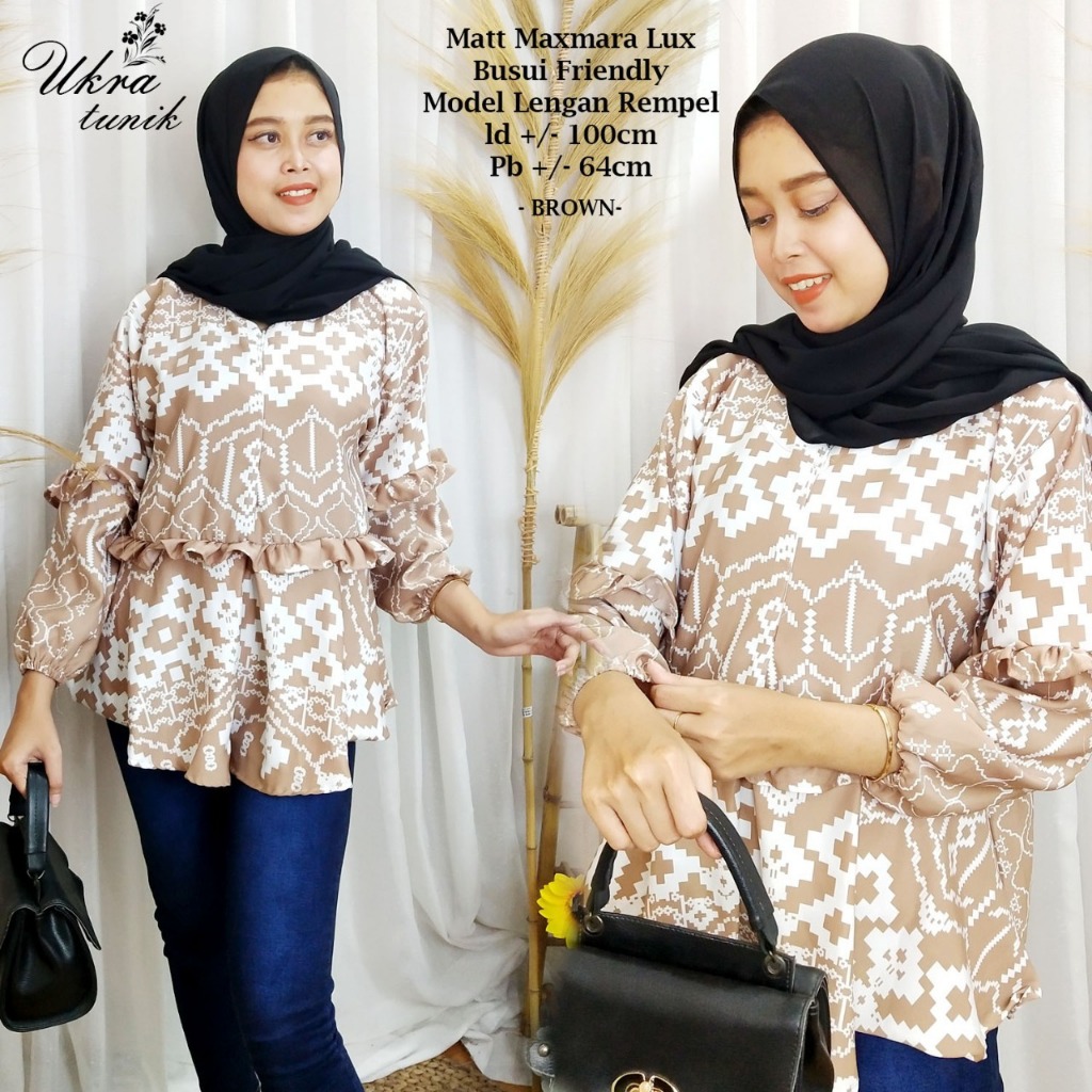 TUNIK BLOUSE UKRA / BAJU KANTOR / TUNIK BLOUSE REMPEL BAWAH BATIK / BLOUSE REMPLE BAWAH