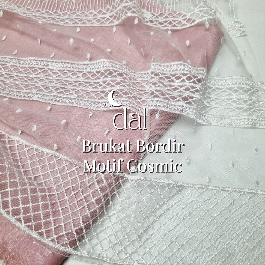 0,5m kain bahan brokat tile prancis brukat kebaya cosmic etnik abstrak line salur garis tradisional 