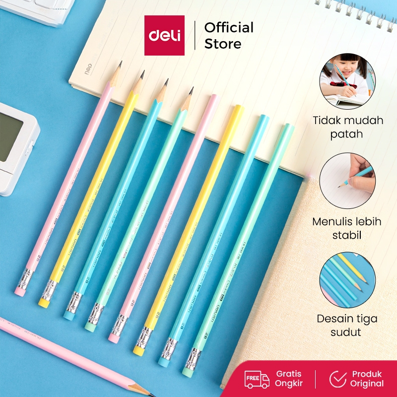 

Deli Pencil Graphite / Pensil Kayu Design Warna Pastel 2B/HB Isi 10 HC900