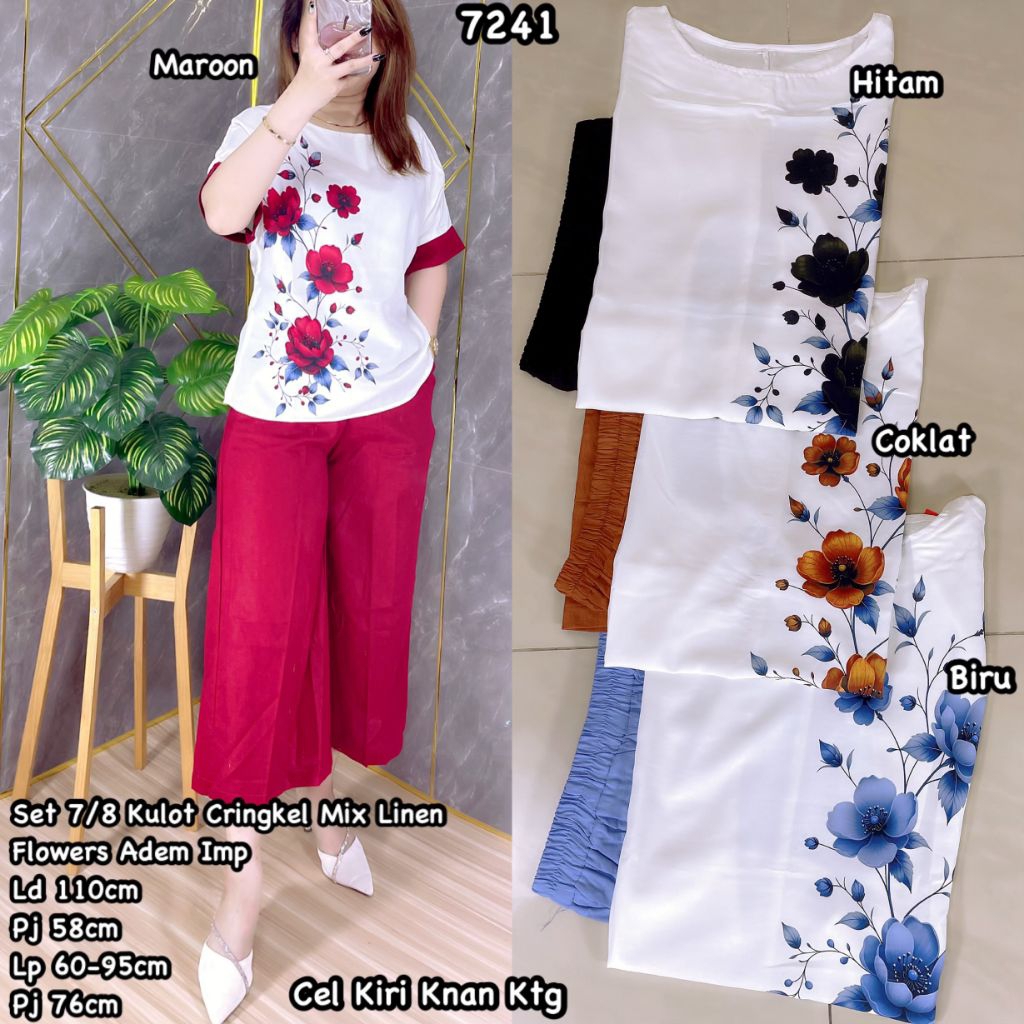 CS 7241 Setelan 7/8 linen mix kulot