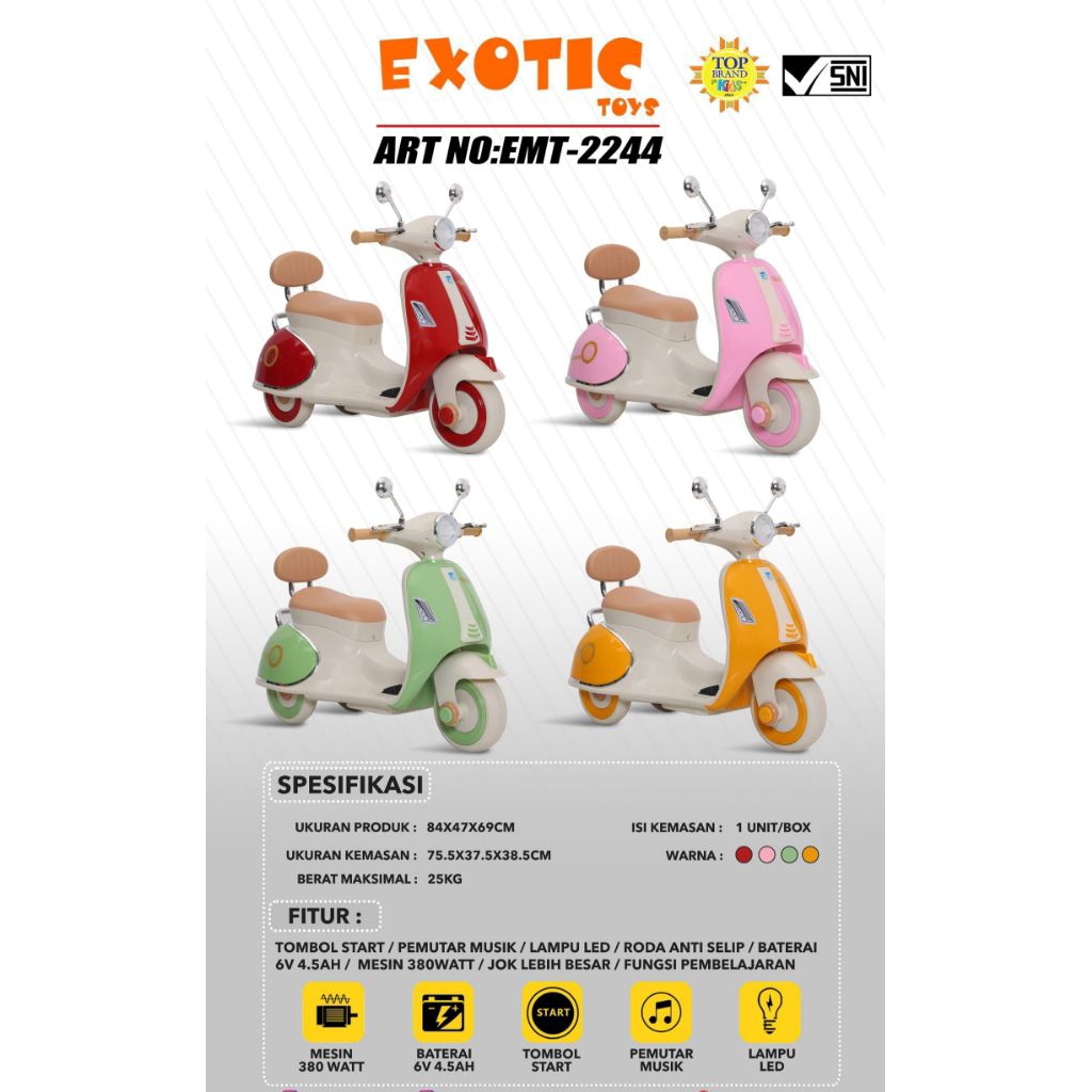 Motor Aki EMT 2244 Vespa Motoran Anak Exotic
