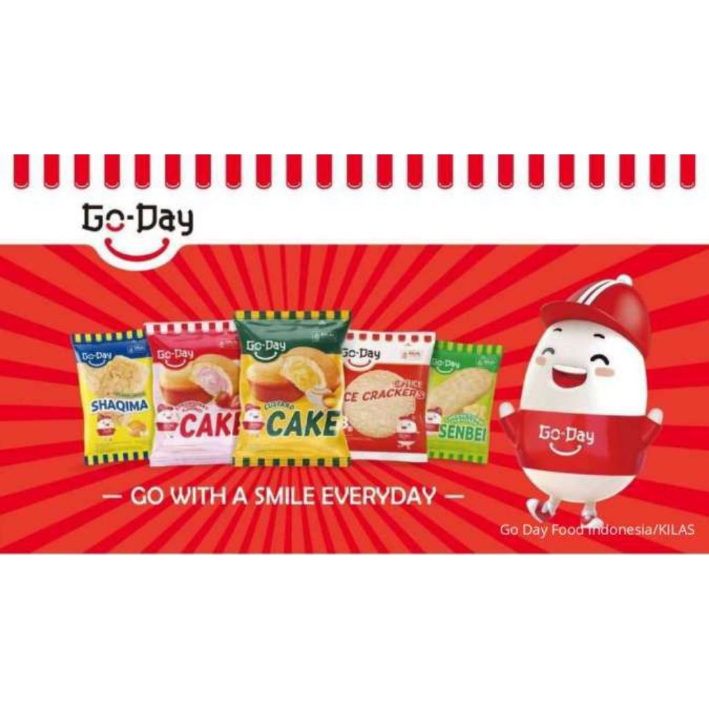 

Go day rice crackers, go day cake custard, go day strawberry cake, go day senbei