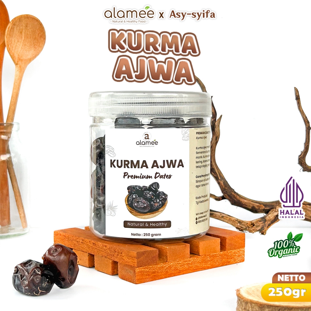 

Kurma Ajwa Organik Original Non Msg Manis Tanpa Gula Natural 250gr Asli Madinah
