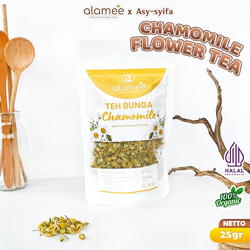 

ALAMEE Chamomile Tea Teh Bunga Camomile Flower Bunga Kamomile Dried Flower Organik Siap Minum 25gr