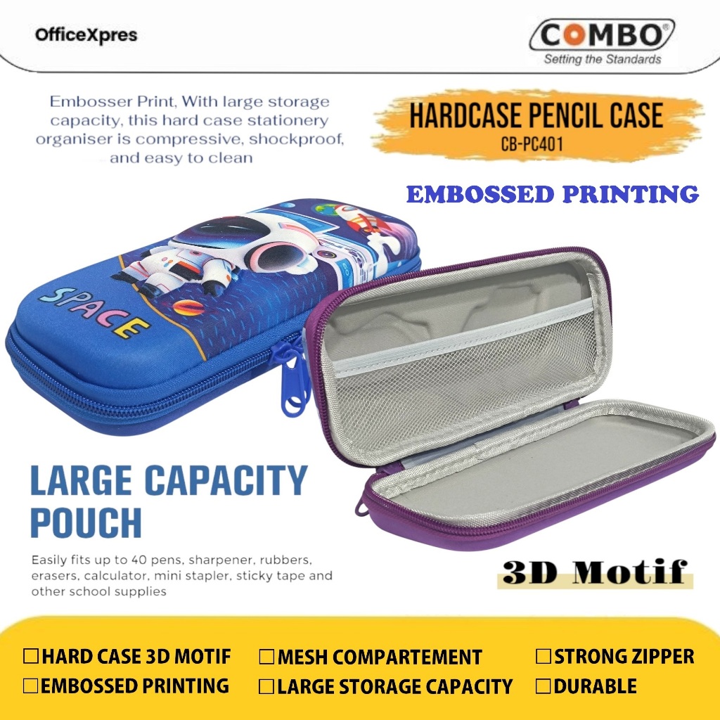 

Tempat Pensil Hard Case / Kotak Pensil 3D Embossed Print / Tempat Pensil Motif Timbul PC-401 / Pencil Case Karakter Lucu COMBO